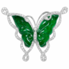 18K White Gold Diamond & Jade Pendant