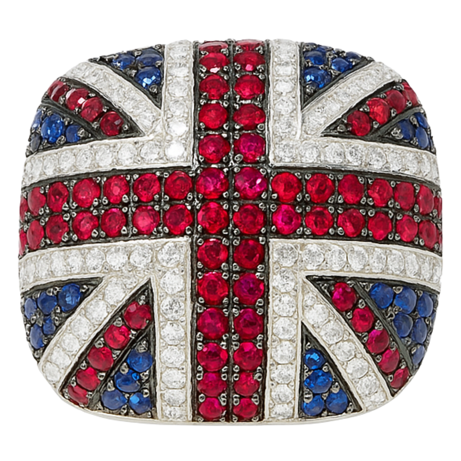 18K White Gold Diamond & Colour Gems Pendant Black Rhodium Asprey