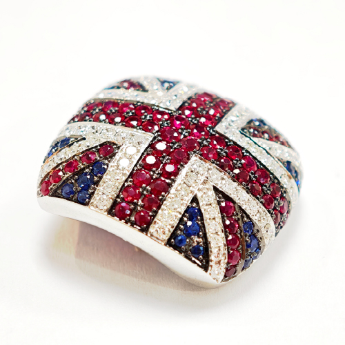 18K White Gold Diamond & Colour Gems Pendant Black Rhodium Asprey