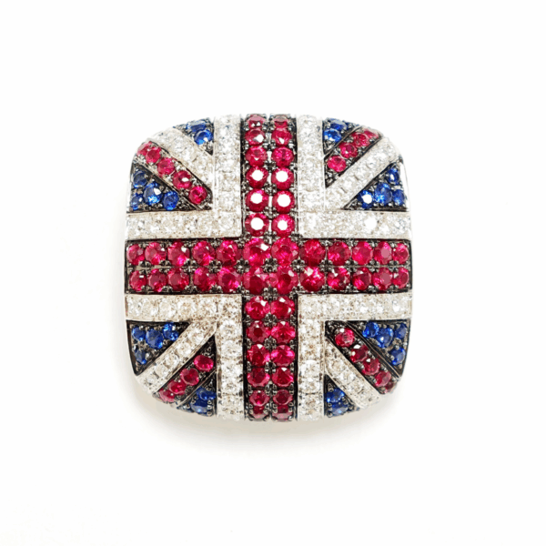 18K White Gold Diamond & Colour Gems Pendant Black Rhodium Asprey