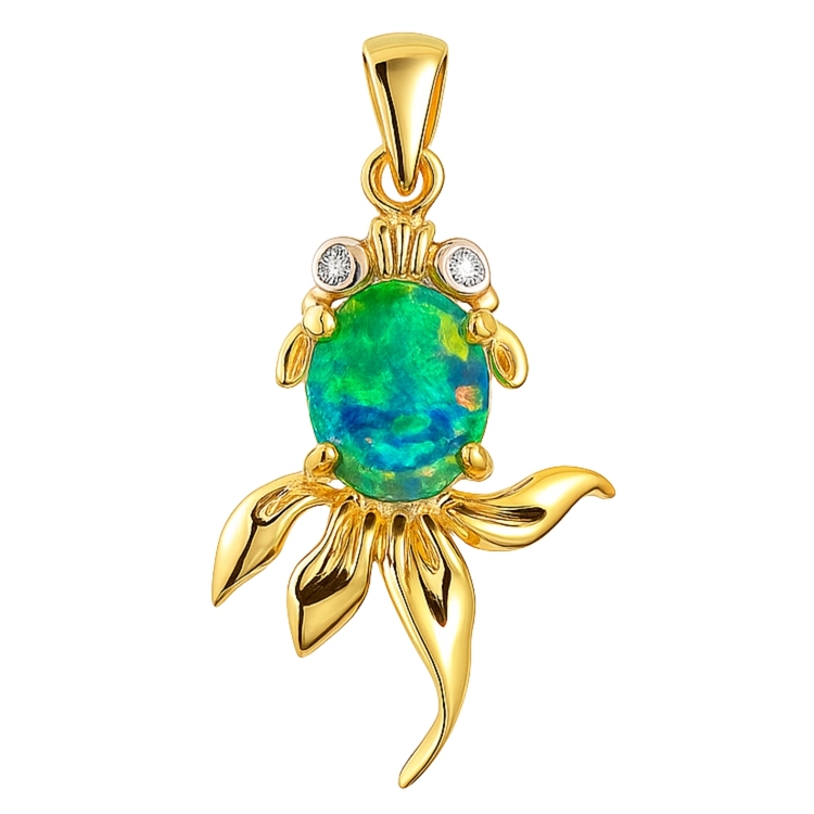 20K Yellow Gold Diamond & Opal Pendant