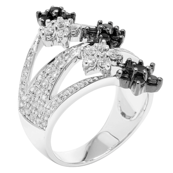18K White Gold Diamond Black Rhodium Ring