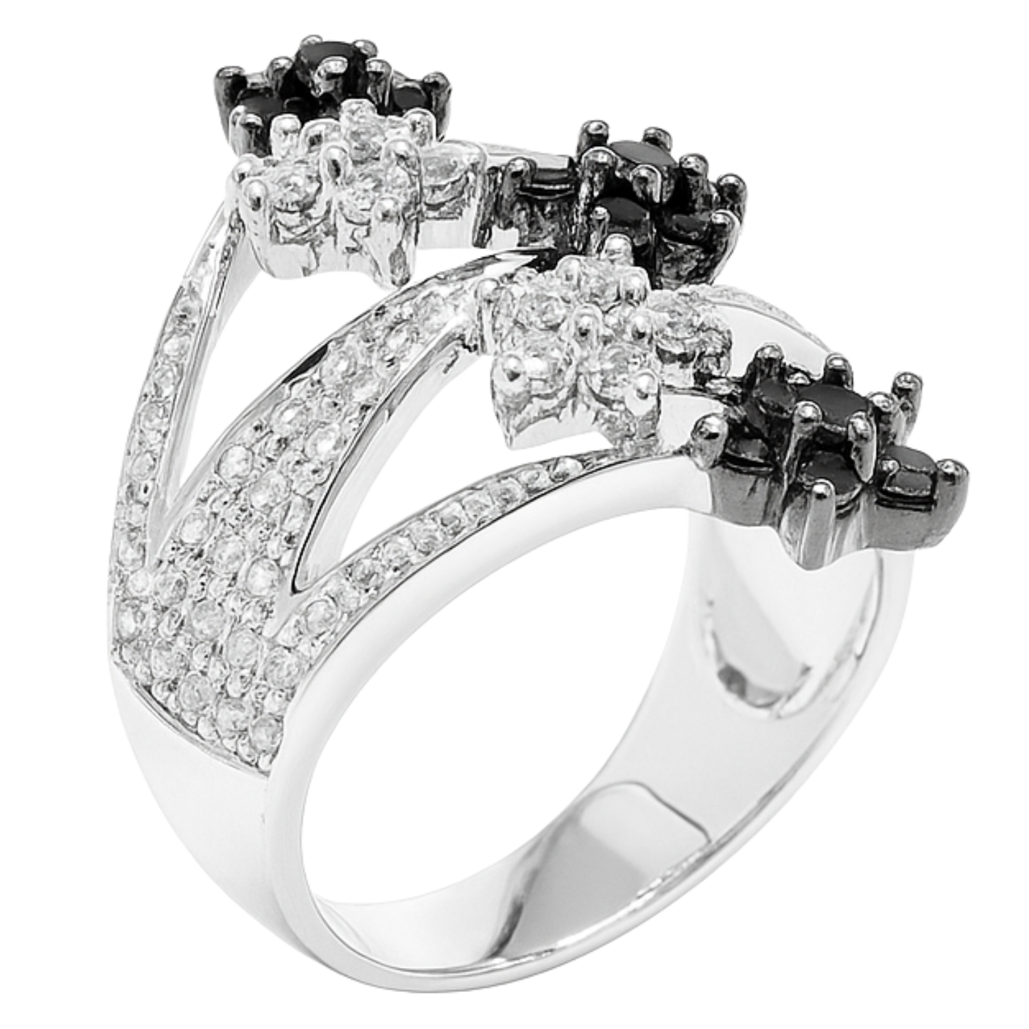 18K White Gold Diamond Black Rhodium Ring