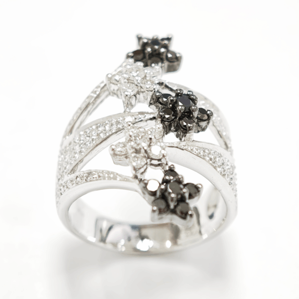 18K White Gold Diamond Black Rhodium Ring