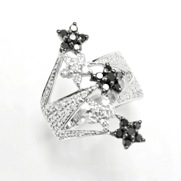 18K White Gold Diamond Black Rhodium Ring