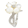 18K White Gold Diamond & Mother of Pearl Marked Mauboussin Ring
