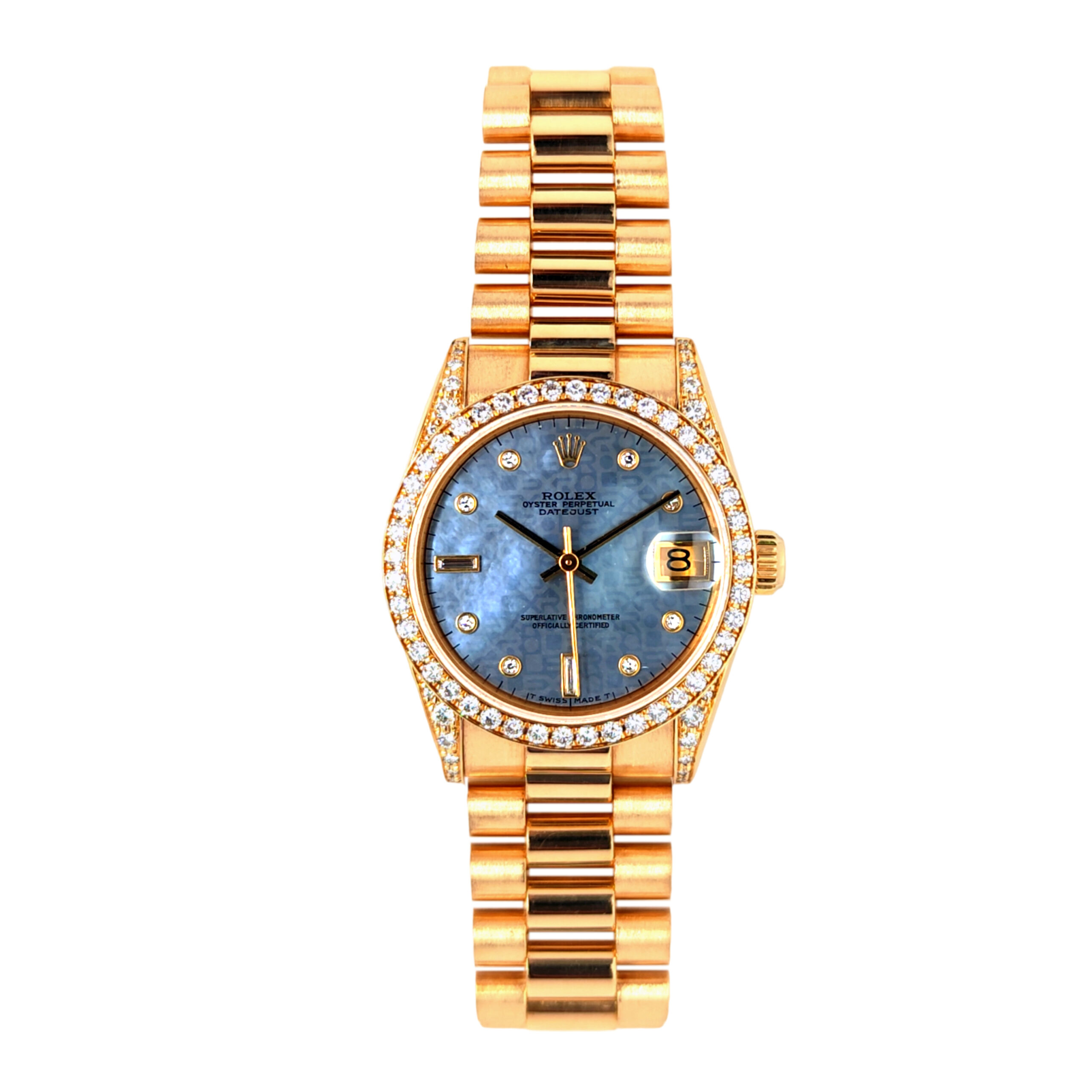 18K Yellow Gold Rolex Datejust 31 Mop & Diamond 68158