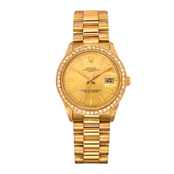 18K Rolex Oyster Perpetual Date Diamond 15037
