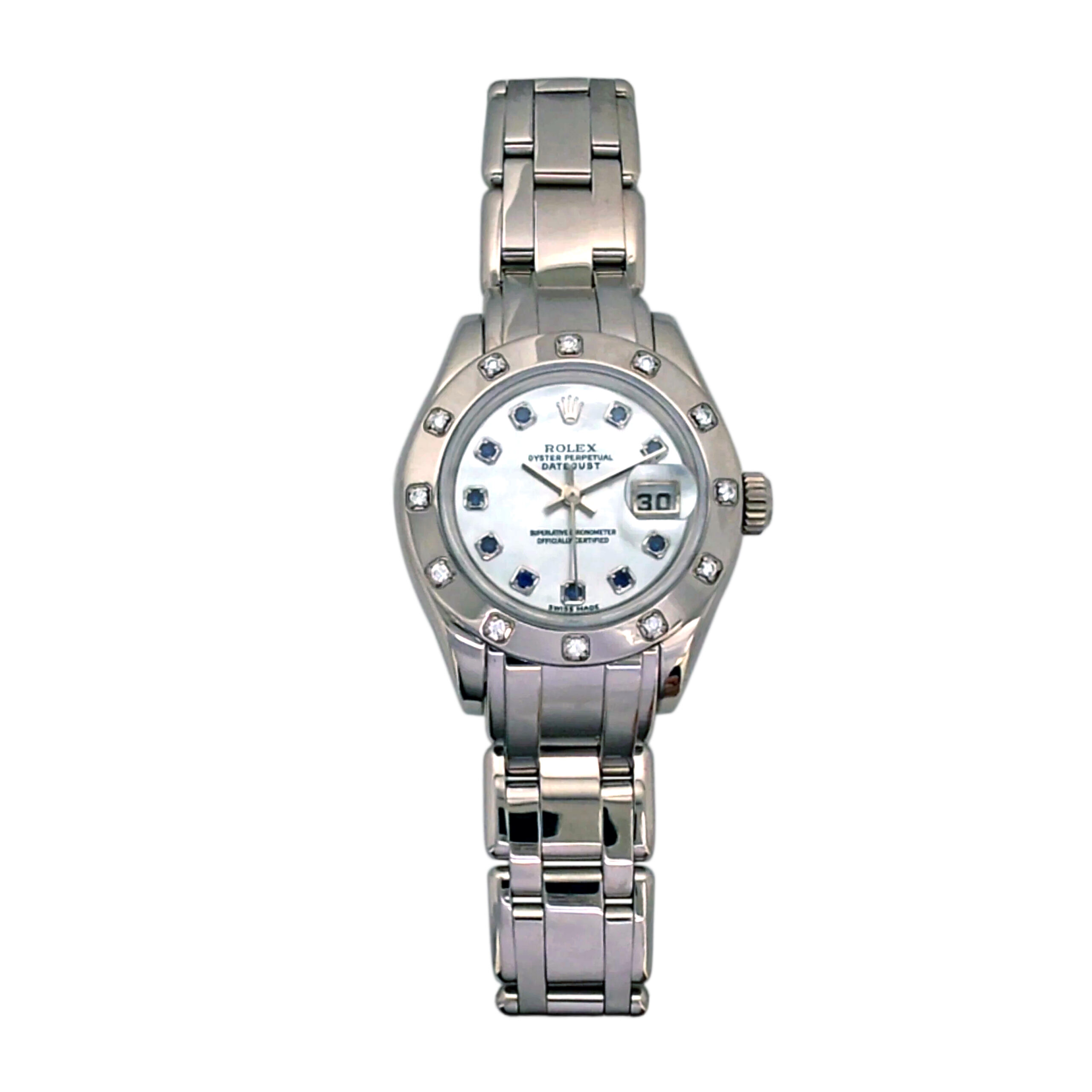 18K White Gold Rolex Lady-Datejust Pearl Master Diamond 80319