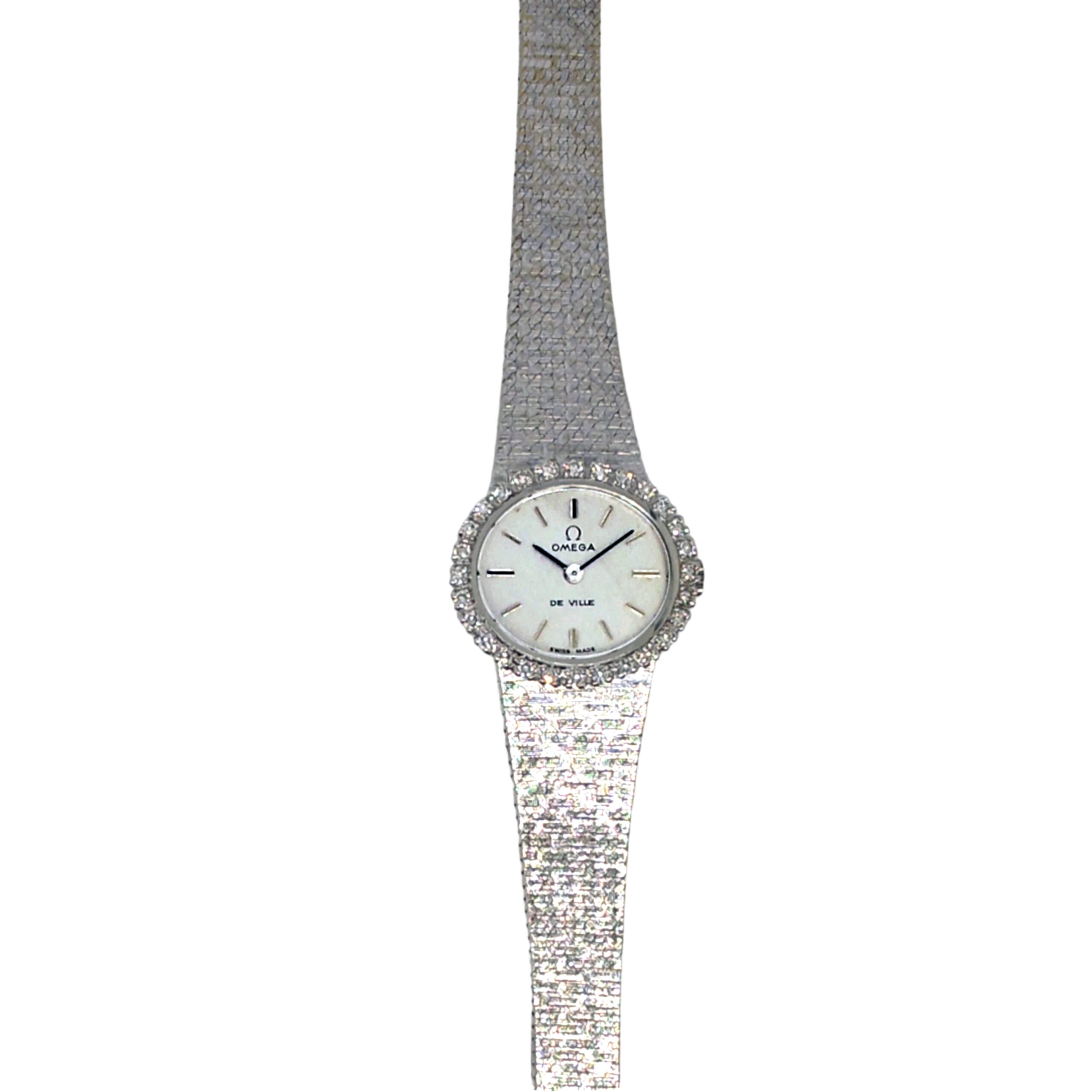 18K White Gold Omega De Ville Vintage Diamond