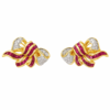 18K Yellow Gold Diamond & Ruby Earring 2 Tone