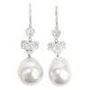 18K White Gold Diamond & Pearl Dangling Earring