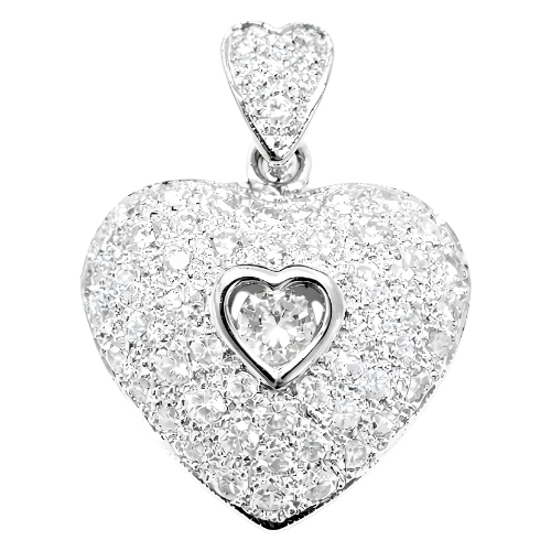 18K White Gold Diamond Pendant