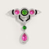 18K White Gold Diamond, Semi Precious Stone & Onyx Pendant/Brooch
