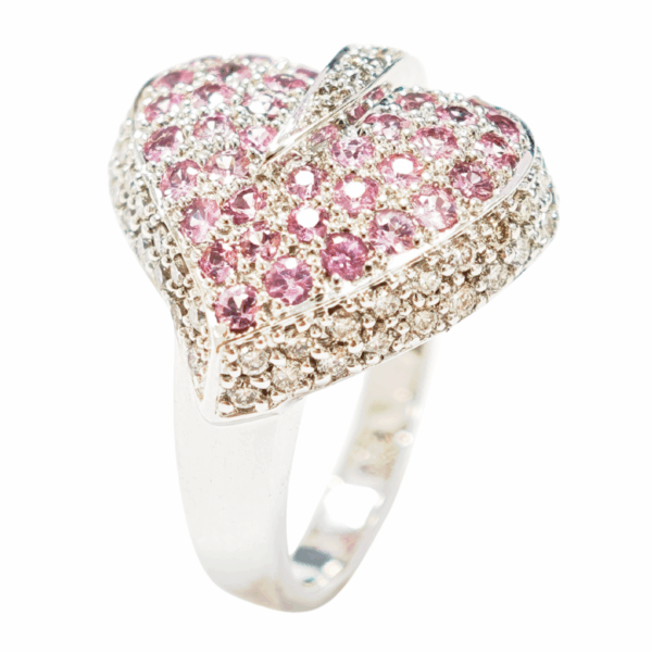 18K White Gold Diamond & Pink Sapphire Ring