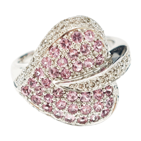 18K White Gold Diamond & Pink Sapphire Ring