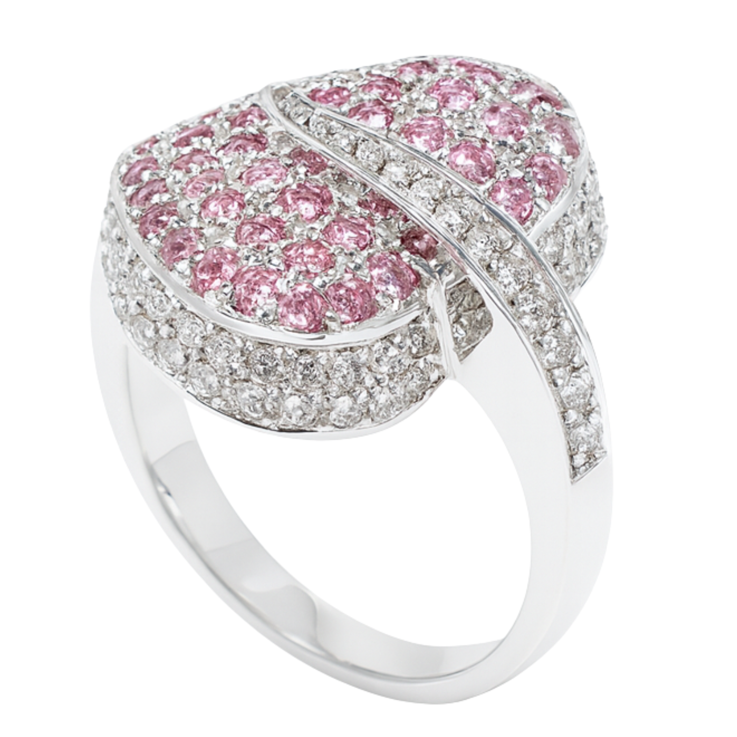 18K White Gold Diamond & Pink Sapphire Ring