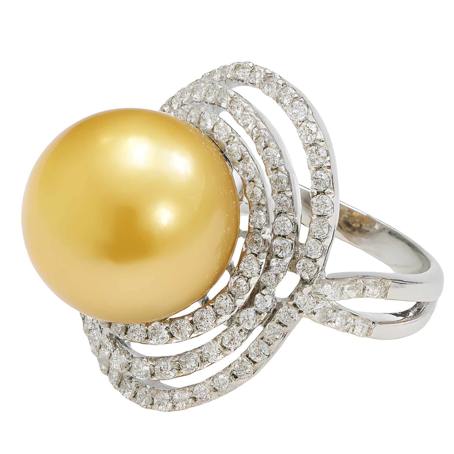 18K White Gold Diamond & Pearl Ring