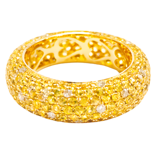 18K Yellow Gold Diamond Yellow Sapphire Ring