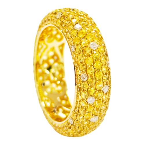 18K Yellow Gold Diamond Yellow Sapphire Ring