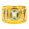 18K Yellow Gold Diamond & Aquamarine Ring 2 Tone