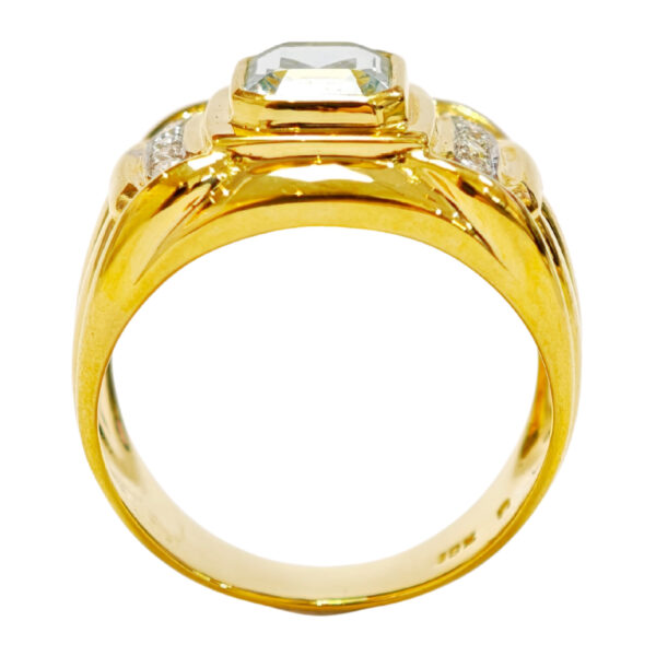 18K Yellow Gold Diamond & Aquamarine Ring Side