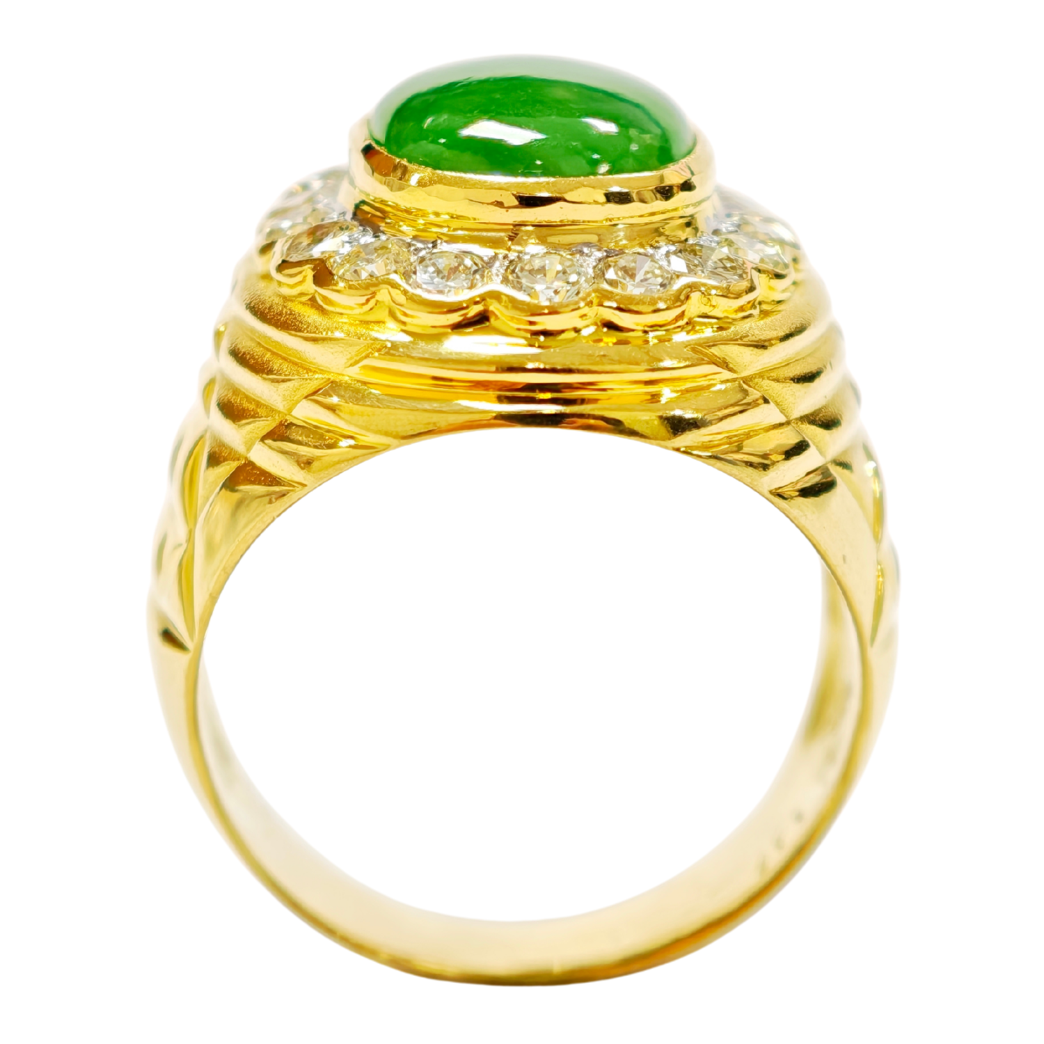 20K Yellow Gold Diamond & Jade Ring 2 Tone