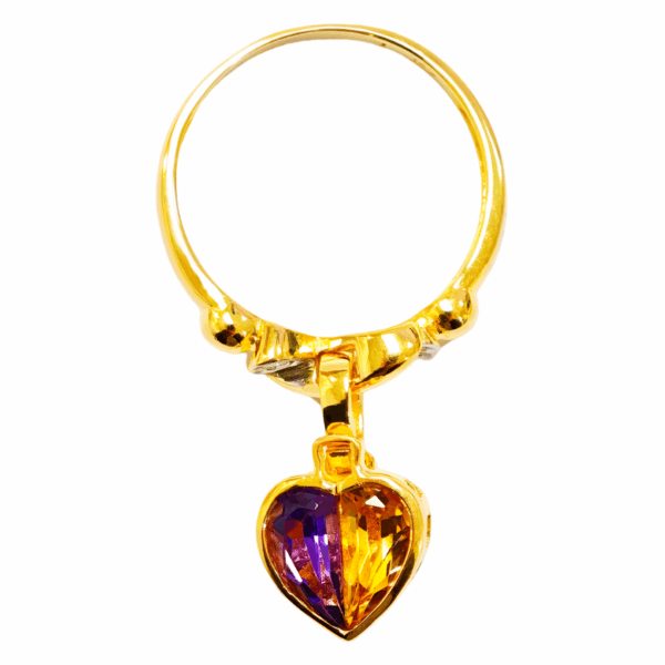 18K Yellow Gold Diamond & Semi Precious Stone Detachable Ring 2 Tone