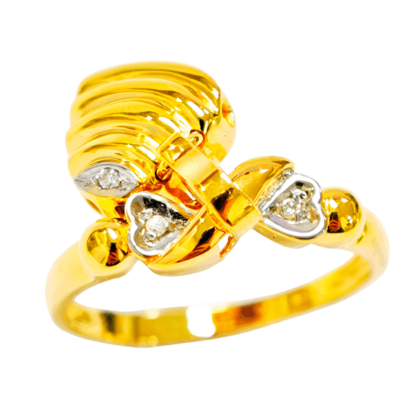 18K Yellow Gold Diamond & Semi Precious Stone Detachable Ring 2 Tone