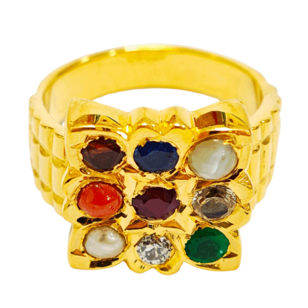 22K Yellow Gold Diamond, Cubiczirconia & Colour Gems Ring