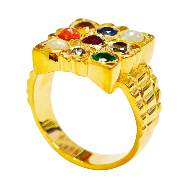 22K Yellow Gold Diamond, Cubiczirconia & Colour Gems Ring