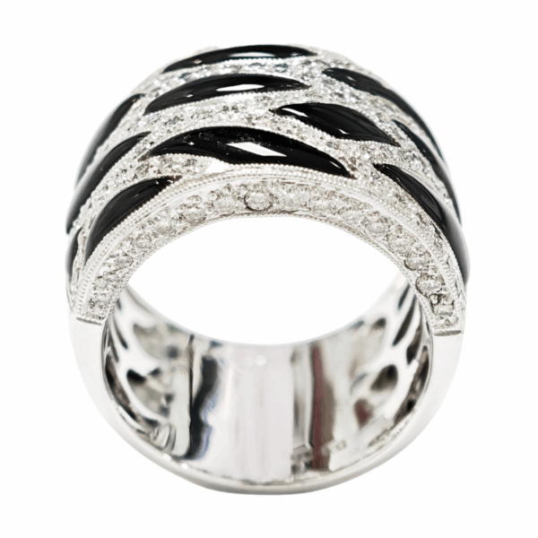 18K White Gold Diamond & Onyx Ring