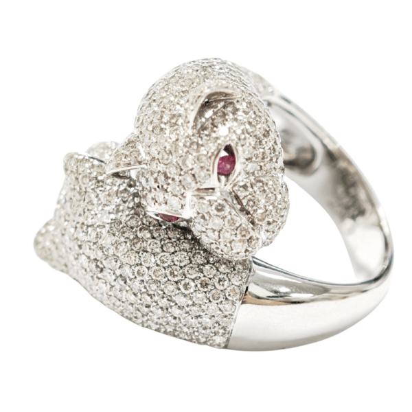 18K White Gold Diamond & Pink Sapphire Ring