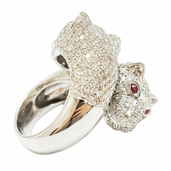 18K White Gold Diamond & Pink Sapphire Ring