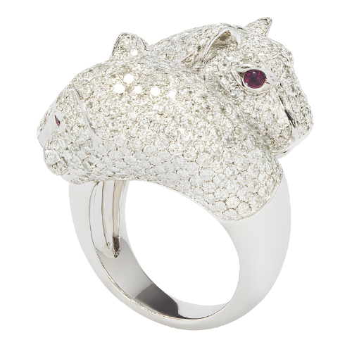 18K White Gold Diamond & Pink Sapphire Ring