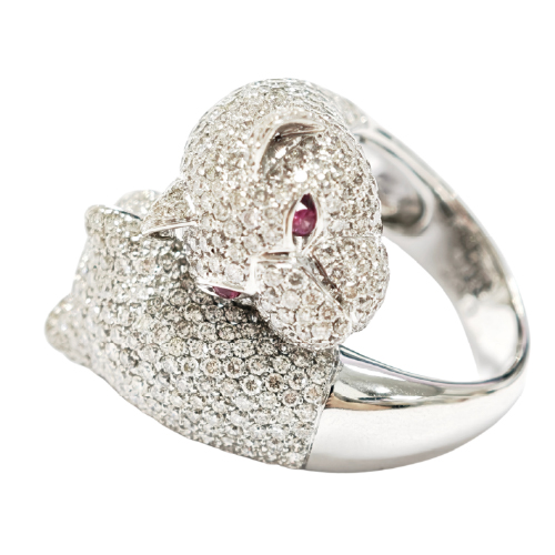 18K White Gold Diamond & Pink Sapphire Ring