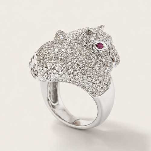 18K White Gold Diamond & Pink Sapphire Ring