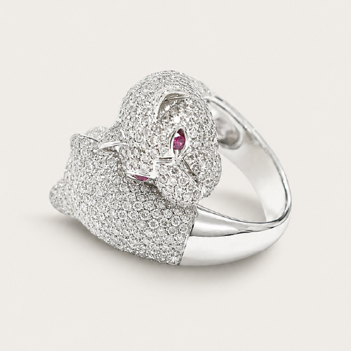 18K White Gold Diamond & Pink Sapphire Ring