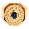 18K Yellow Gold Diamond & Blue Sapphire Ring