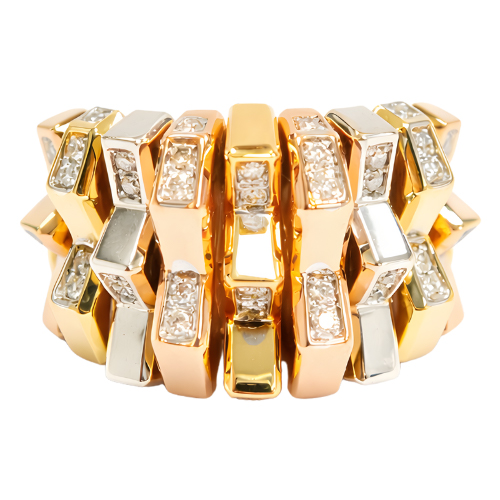 18K Yellow/Rose/White Gold Diamond Ring