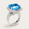 18K White Gold Diamond & Blue Topaz Ring