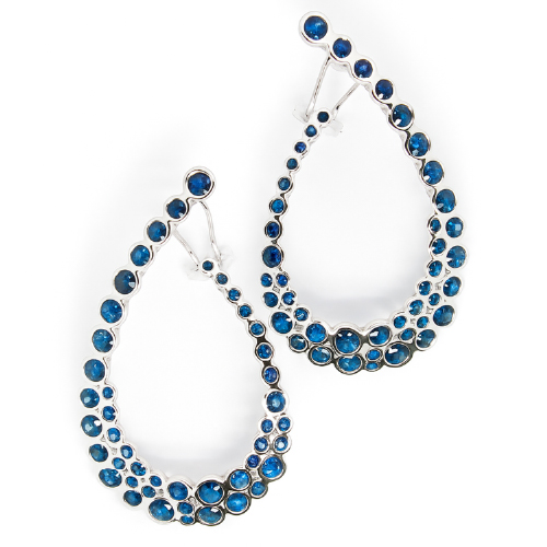 18K White Gold Blue Sapphire Earring