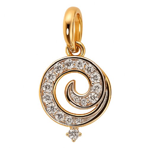 18K Yellow Gold Diamond Pendant 2 Tone