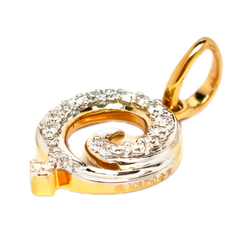 18K Yellow Gold Diamond Pendant 2 Tone