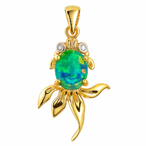 20K Yellow Gold Diamond & Opal Pendant