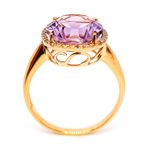 18K Rose Gold Diamond & Amethyst Ring