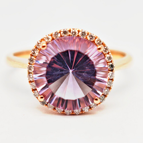 18K Rose Gold Diamond & Amethyst Ring
