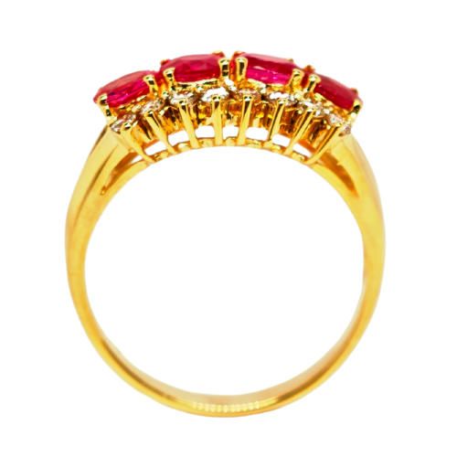 18K Yellow Gold Diamond & Ruby Ring
