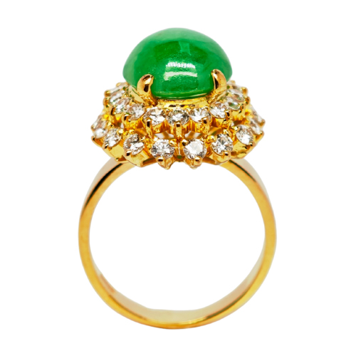 22K Yellow Gold Diamond & Jade Ring