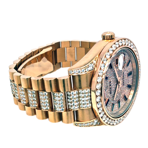 18K Rose Gold Rolex Day-Date II Diamond & Onyx 218235